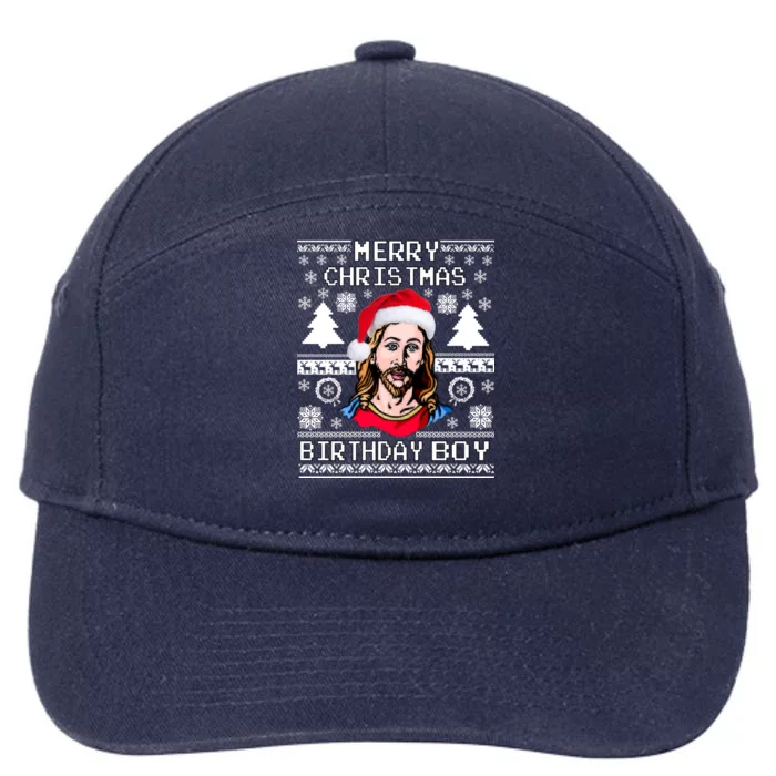 Jesus Birthday Ugly Christmas Sweater 7-Panel Snapback Hat