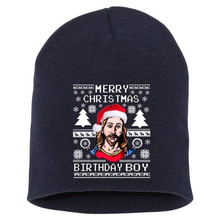 Jesus Birthday Ugly Christmas Sweater Short Acrylic Beanie