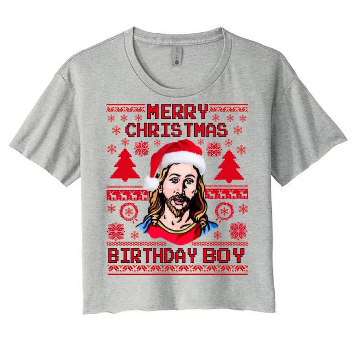 Jesus Birthday Ugly Christmas Sweater Women's Crop Top Tee