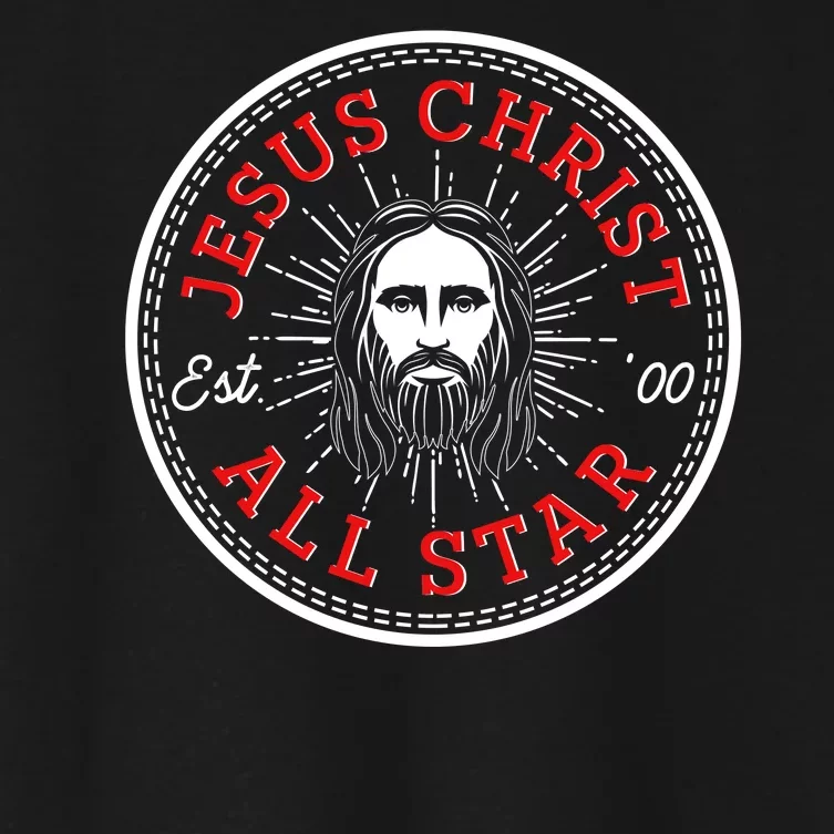 Jesus Christ All Star Est 00 Converse Women's Crop Top Tee