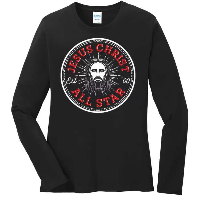 Jesus Christ All Star Est 00 Converse Ladies Long Sleeve Shirt