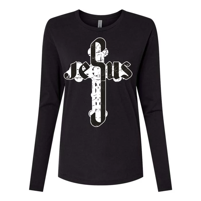 Jesus Christ Cross Faith Womens Cotton Relaxed Long Sleeve T-Shirt