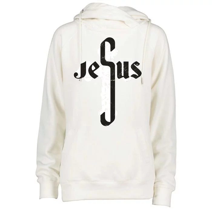 Jesus Christ Cross Faith Womens Funnel Neck Pullover Hood