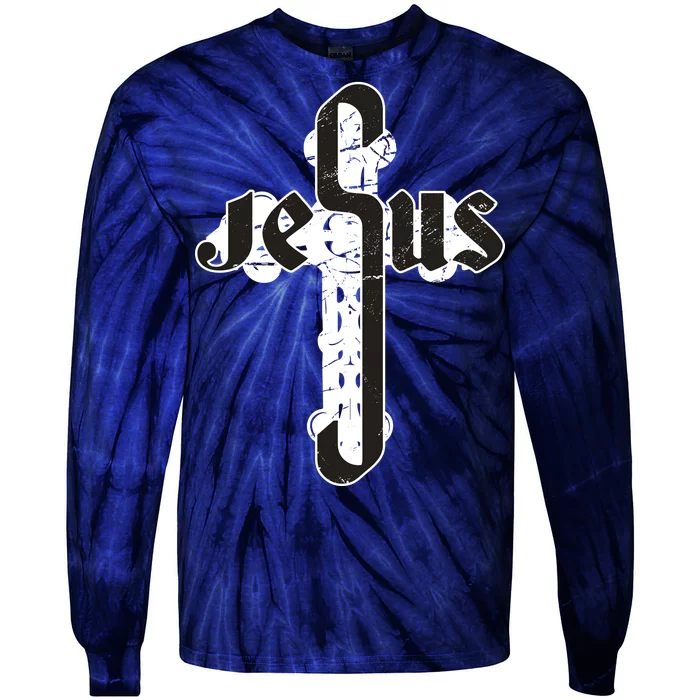 Jesus Christ Cross Faith Tie-Dye Long Sleeve Shirt