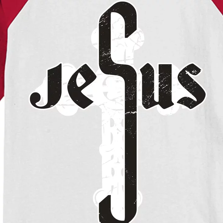 Jesus Christ Cross Faith Kids Colorblock Raglan Jersey