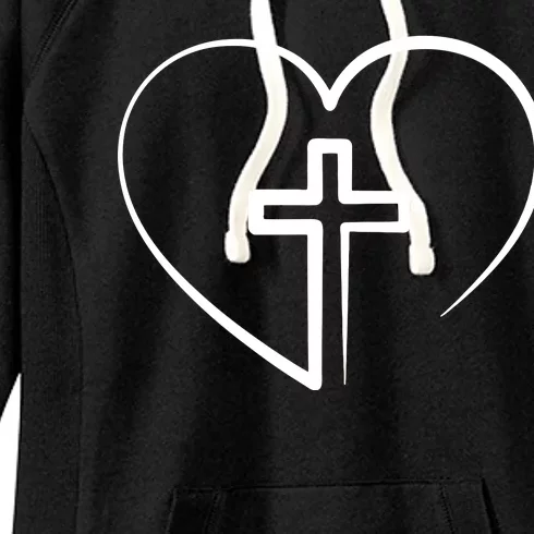 Jesus Christ Cross Heart Women's Fleece Hoodie