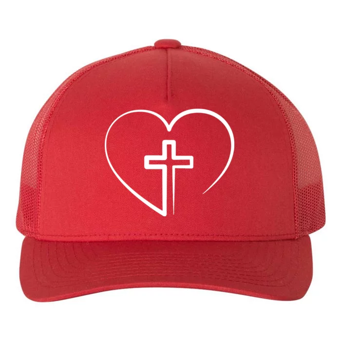 Jesus Christ Cross Heart Yupoong Adult 5-Panel Trucker Hat