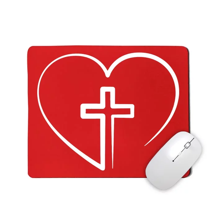 Jesus Christ Cross Heart Mousepad