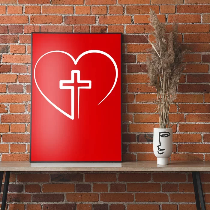 Jesus Christ Cross Heart Poster