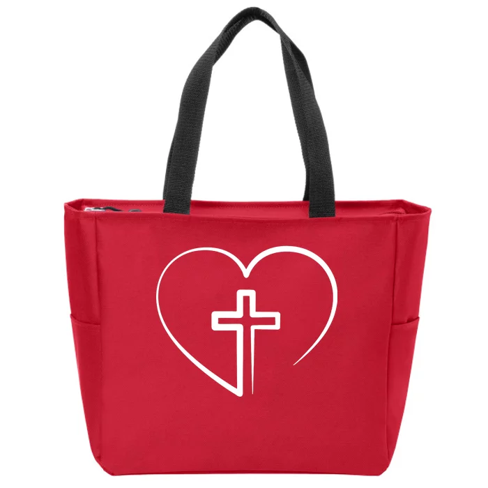 Jesus Christ Cross Heart Zip Tote Bag