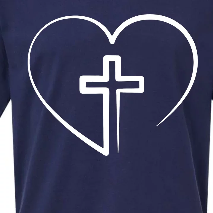 Jesus Christ Cross Heart Sueded Cloud Jersey T-Shirt