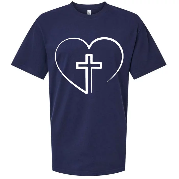 Jesus Christ Cross Heart Sueded Cloud Jersey T-Shirt