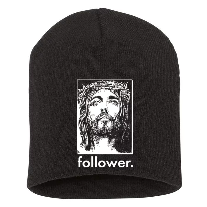 Jesus Christ Portrait Follower Short Acrylic Beanie