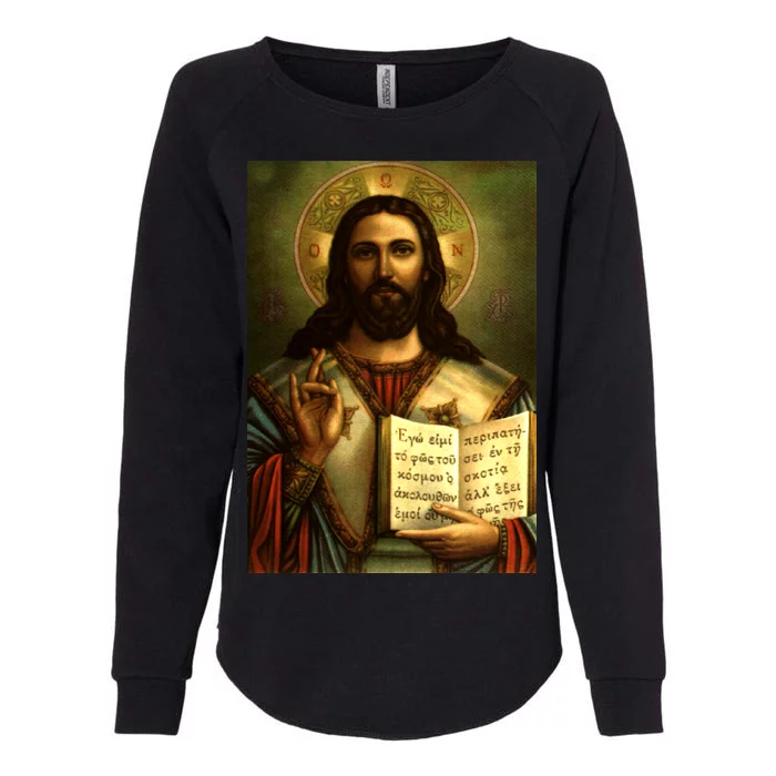 Jesus Christ Religious Photo Womens California Wash Sweatshirt