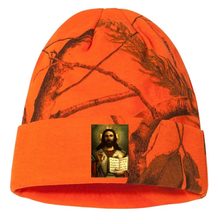 Jesus Christ Religious Photo Kati - 12in Camo Beanie