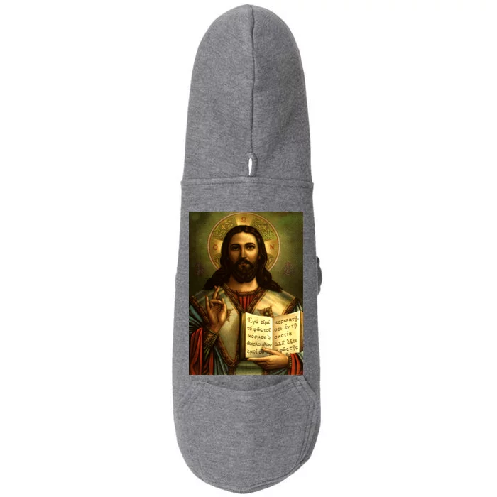 Jesus Christ Religious Photo Doggie 3-End Fleece Hoodie