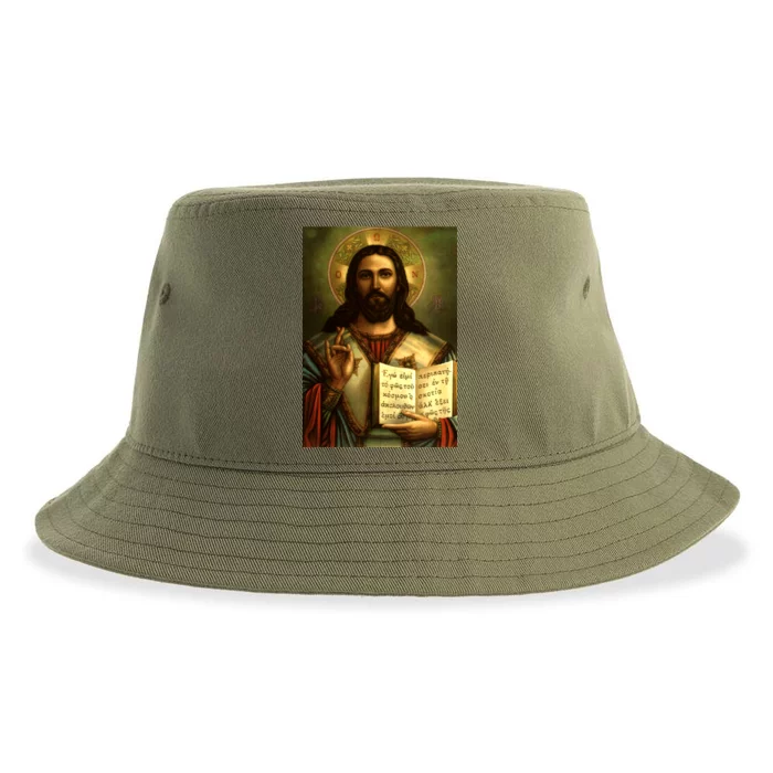 Jesus Christ Religious Photo Sustainable Bucket Hat