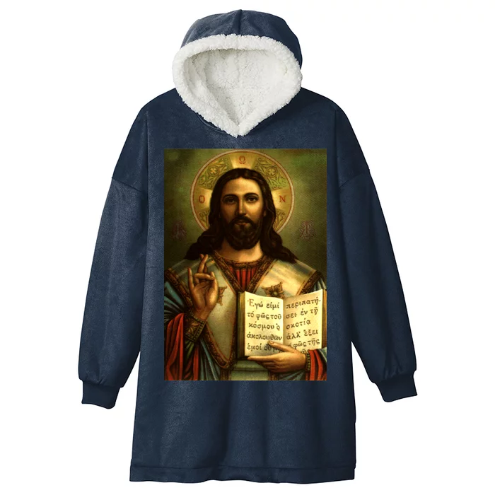 Jesus Christ Religious Photo Hooded Wearable Blanket