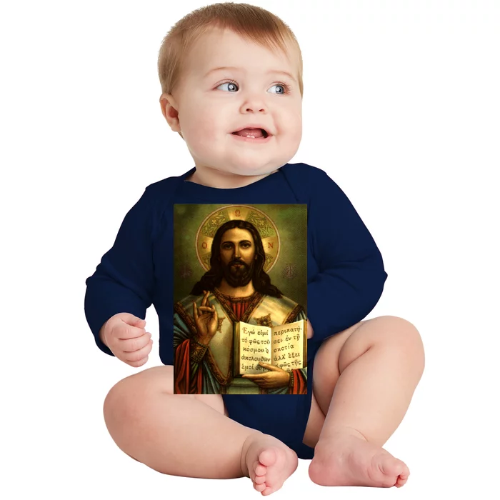 Jesus Christ Religious Photo Baby Long Sleeve Bodysuit