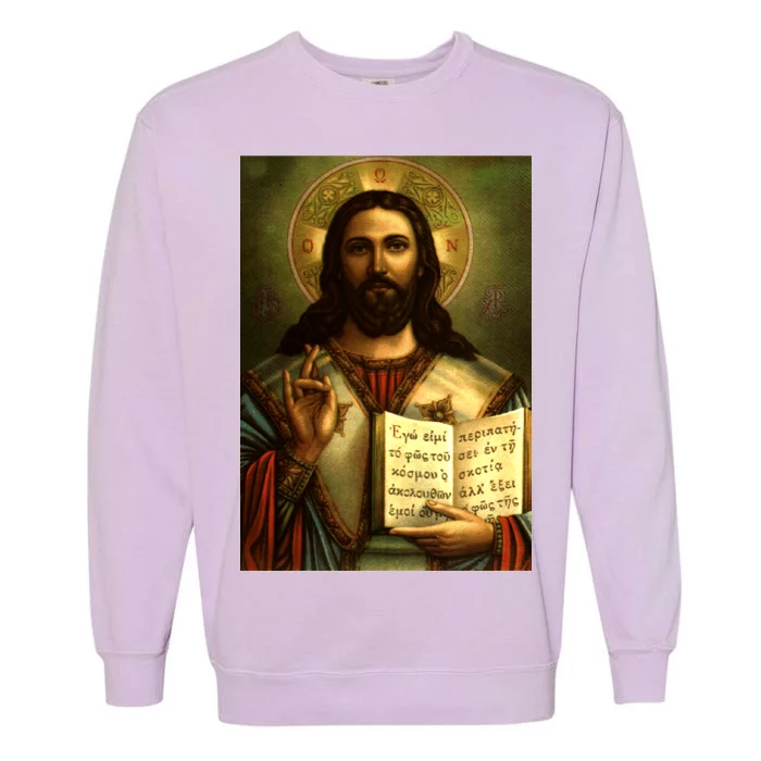 Jesus Christ Religious Photo Garment-Dyed Sweatshirt