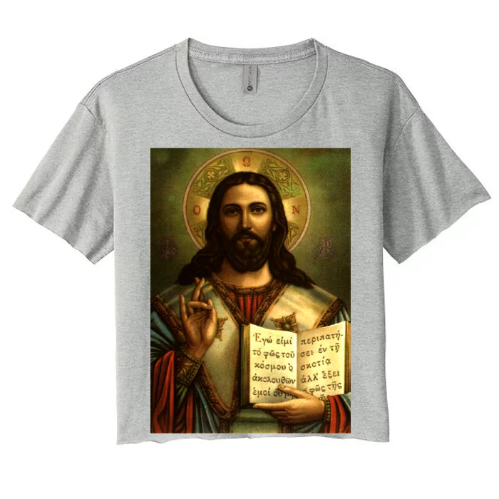 Jesus Christ Religious Photo Women's Crop Top Tee