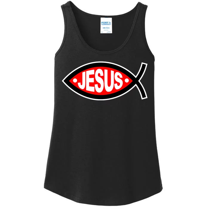 Jesus Christian Fish Symbol Ladies Essential Tank