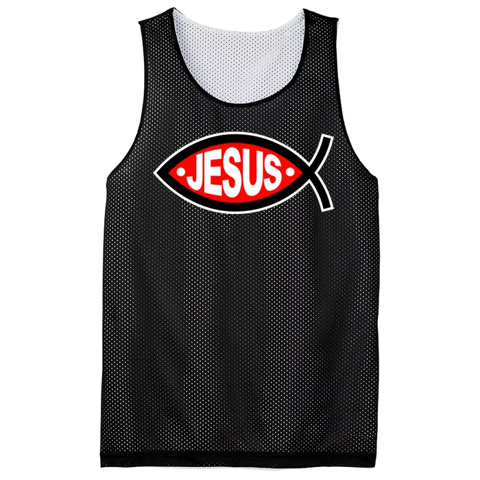 Jesus Christian Fish Symbol Mesh Reversible Basketball Jersey Tank