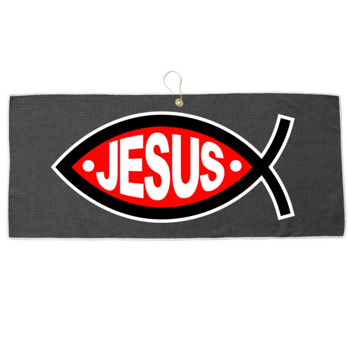 Jesus Christian Fish Symbol Large Microfiber Waffle Golf Towel