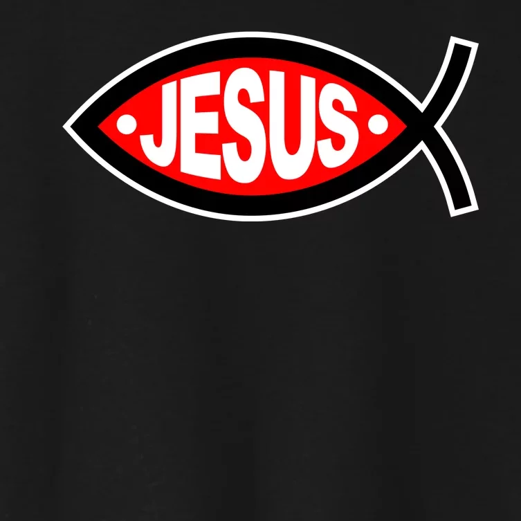 Jesus Christian Fish Symbol Women's Crop Top Tee