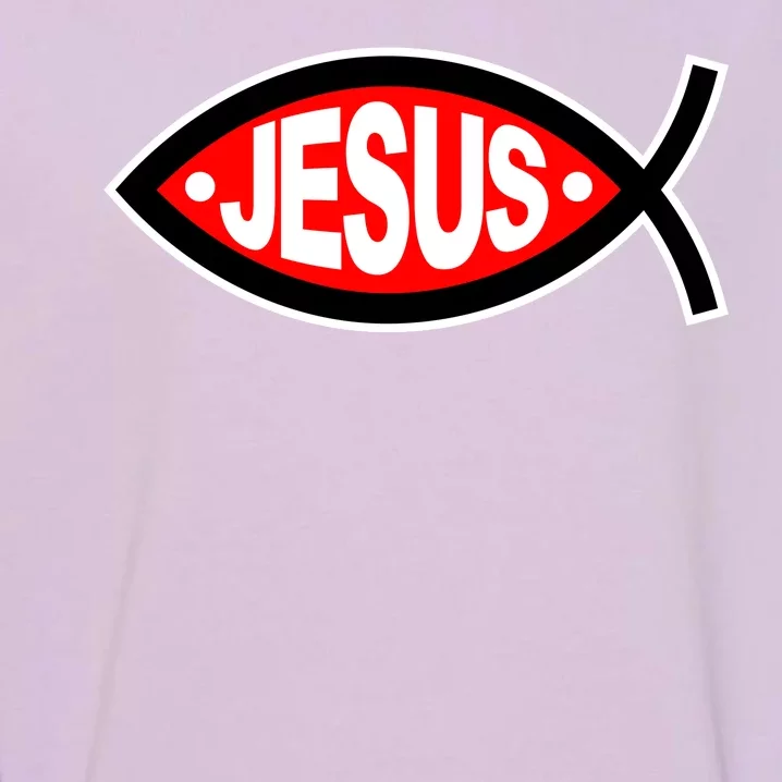 Jesus Christian Fish Symbol Garment-Dyed Sweatshirt