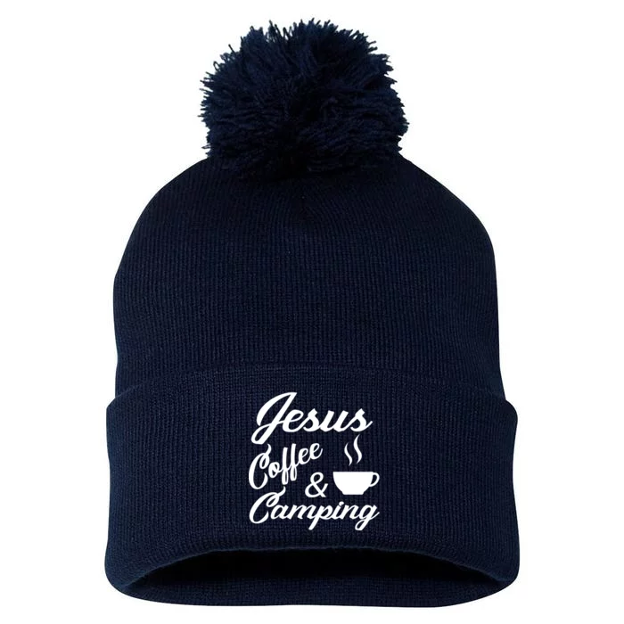 Jesus Coffee And Camping Pom Pom 12in Knit Beanie