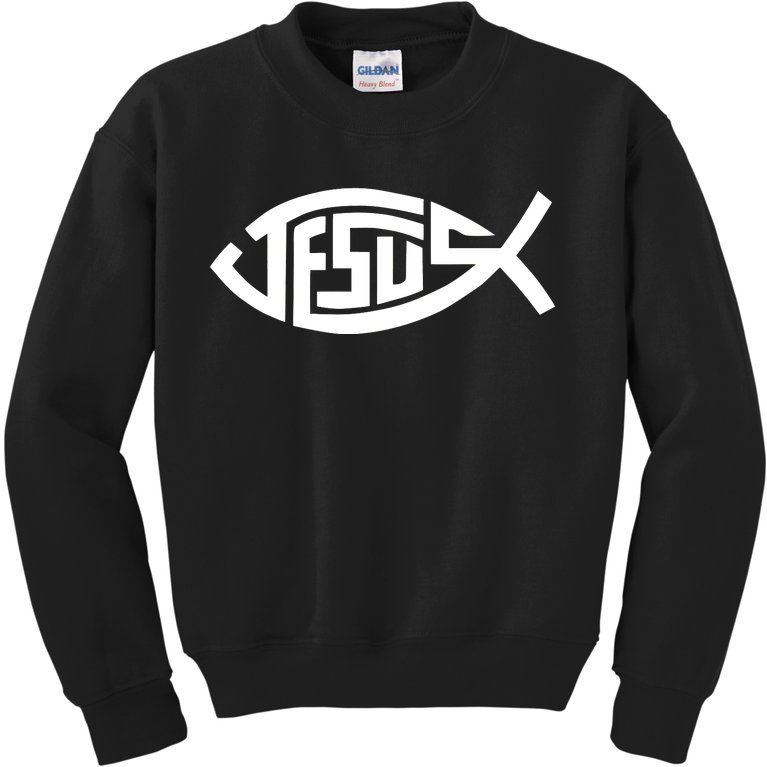 Jesus Fish Logo Kids Sweatshirt