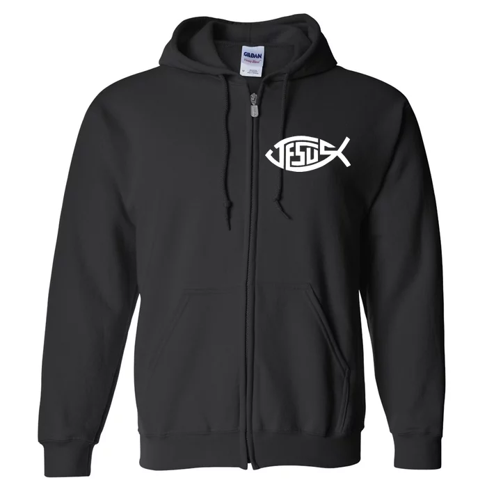 Jesus Fish Logo Full Zip Hoodie