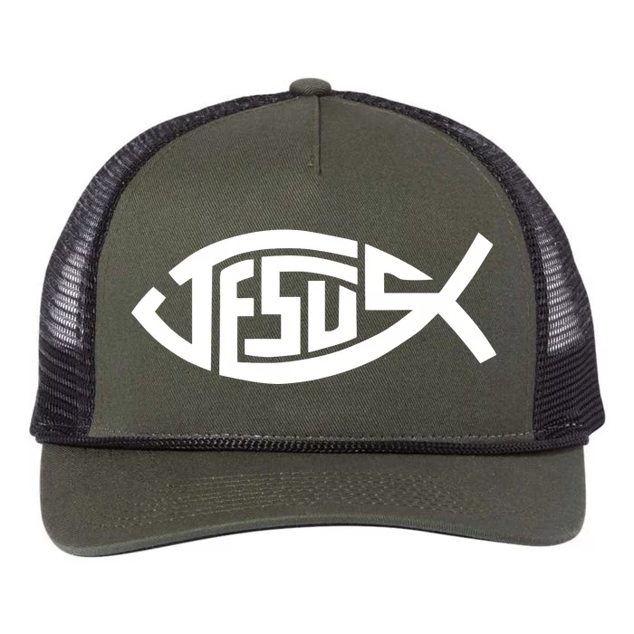 Jesus Fish Logo Retro Rope Trucker Hat Cap