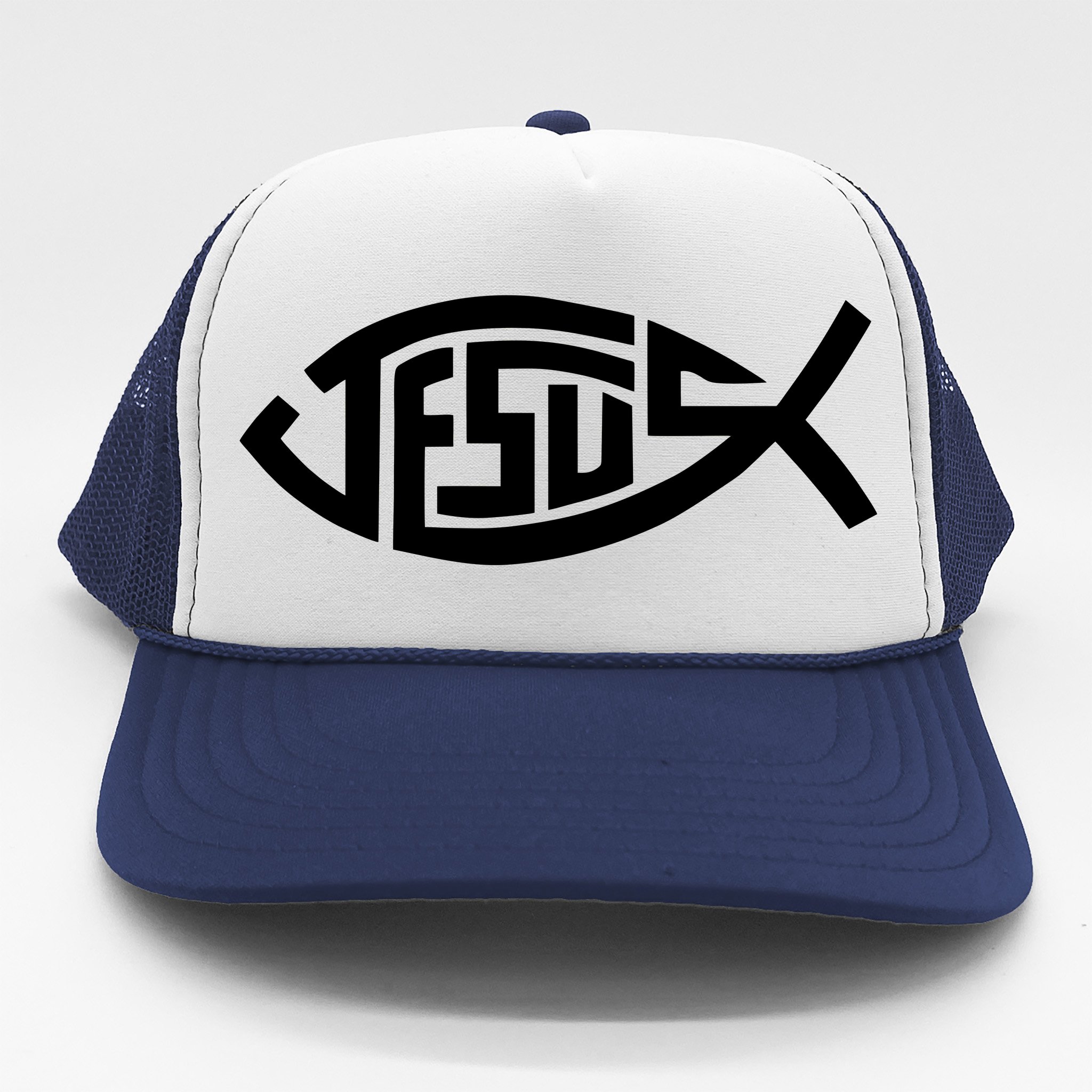 jesus fish trucker hat