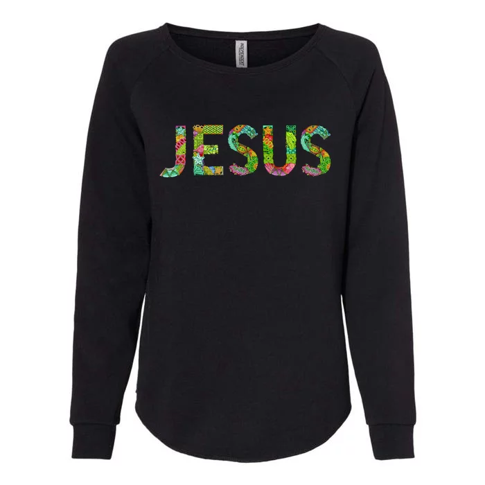 Jesus Hand Painted Word Art Womens California Wash Sweatshirt