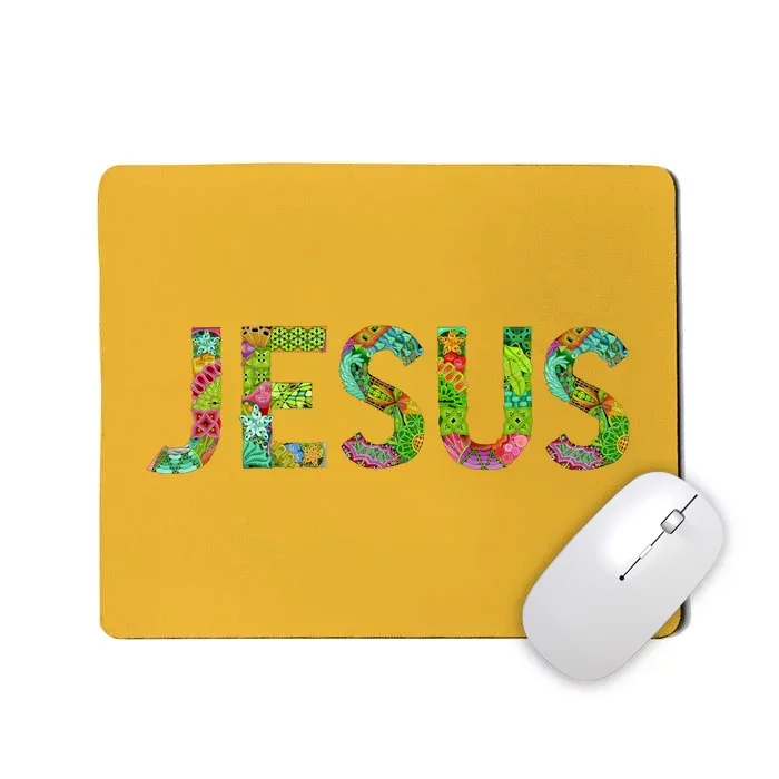 Jesus Hand Painted Word Art Mousepad