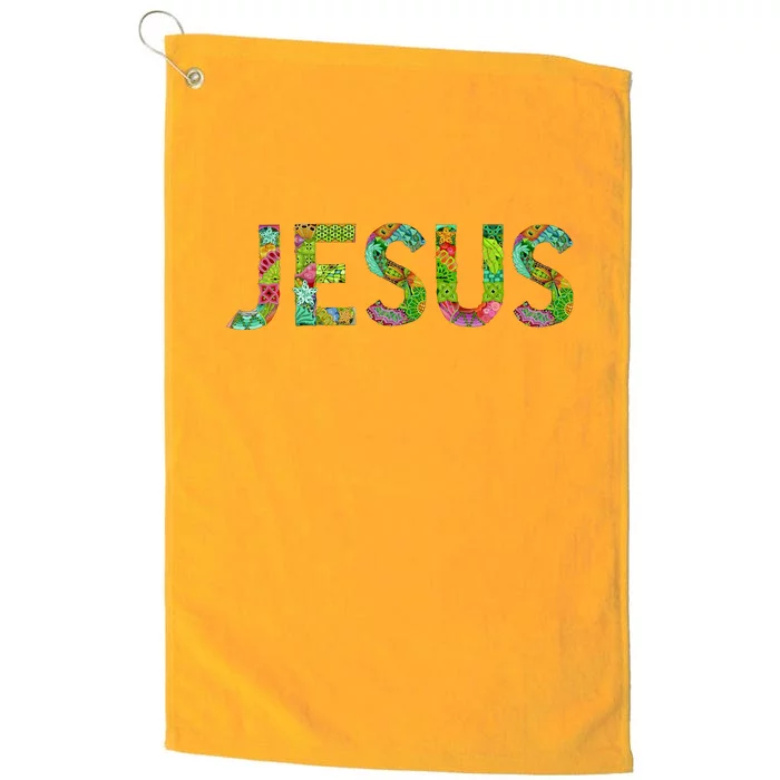 Jesus Hand Painted Word Art Platinum Collection Golf Towel