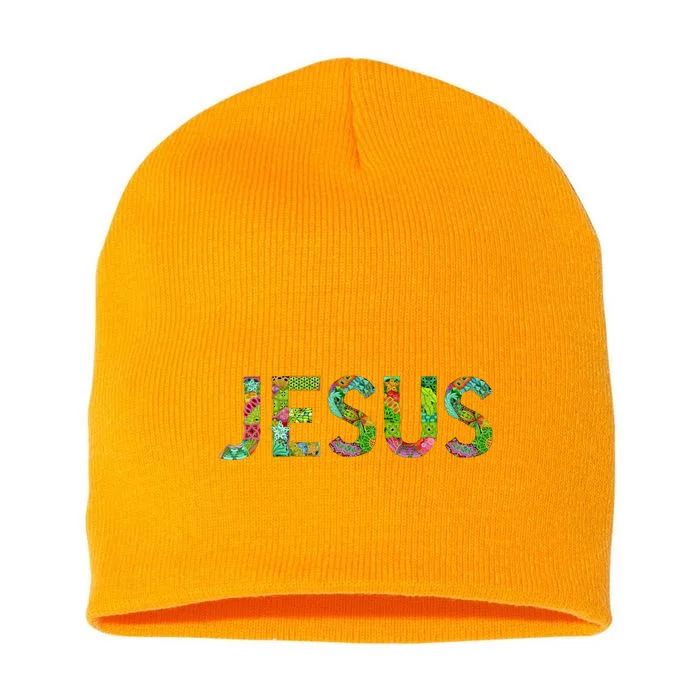 Jesus Hand Painted Word Art Short Acrylic Beanie