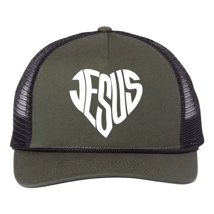 Jesus Heart Retro Rope Trucker Hat Cap