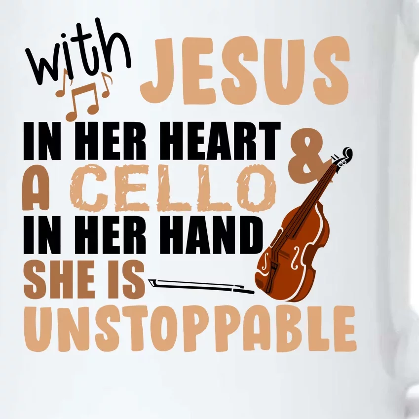 Jesus In Her Heart Cello In Her Hand Black Color Changing Mug