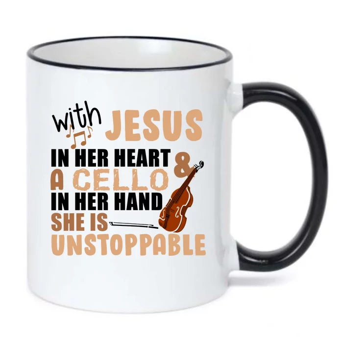 Jesus In Her Heart Cello In Her Hand Black Color Changing Mug