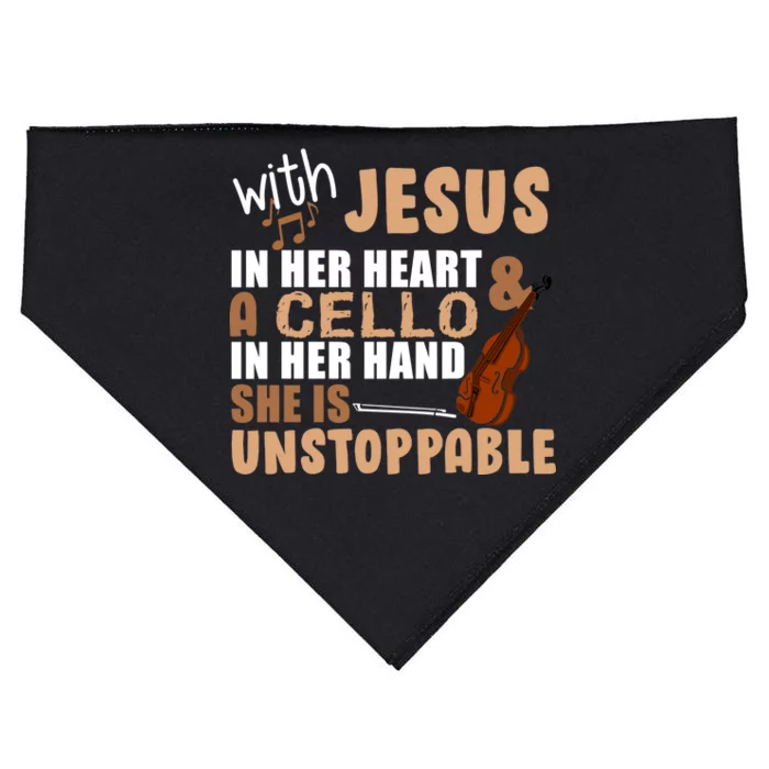 Jesus In Her Heart Cello In Her Hand USA-Made Doggie Bandana