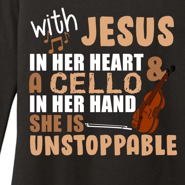 Jesus In Her Heart Cello In Her Hand Womens CVC Long Sleeve Shirt