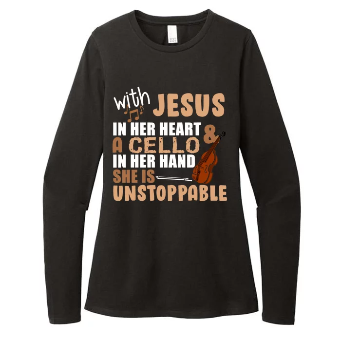 Jesus In Her Heart Cello In Her Hand Womens CVC Long Sleeve Shirt