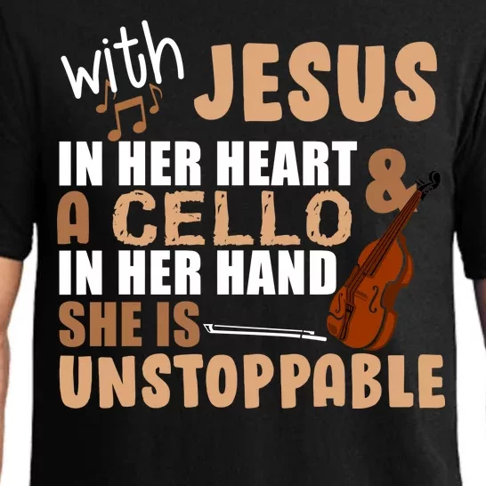 Jesus In Her Heart Cello In Her Hand Pajama Set