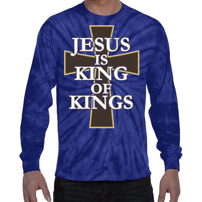 Jesus Is King of Kings Cross Religious Tie-Dye Long Sleeve Shirt