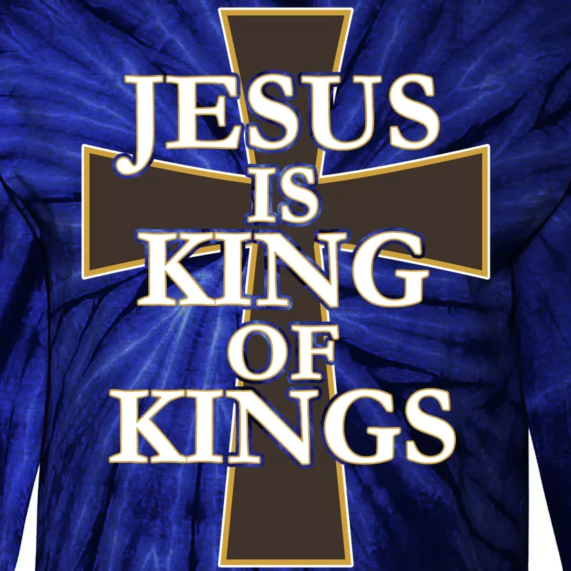 Jesus Is King of Kings Cross Religious Tie-Dye Long Sleeve Shirt