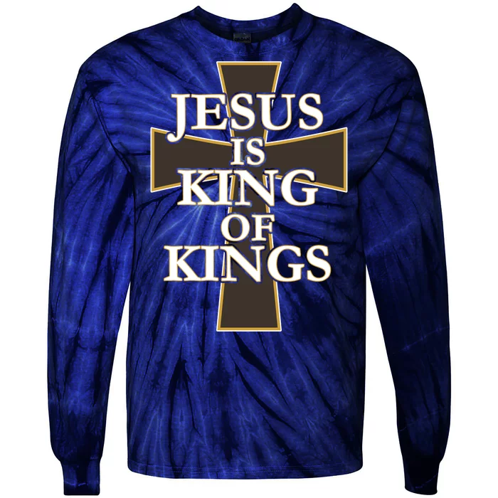 Jesus Is King of Kings Cross Religious Tie-Dye Long Sleeve Shirt