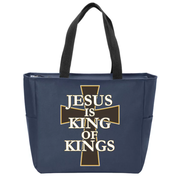 Jesus Is King of Kings Cross Religious Zip Tote Bag